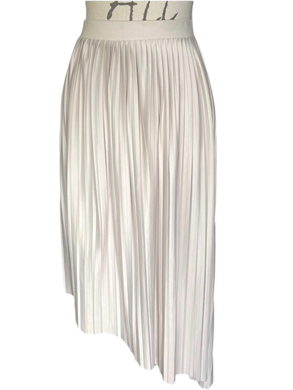 Topshop Light Taupe Asymmetric Pleated Pull On Midi Skirt (8)